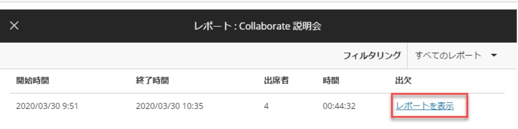 レポートの表示